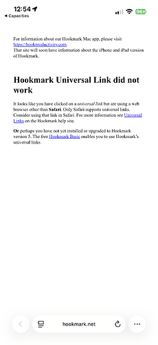 Hookmark Universal Link did not work